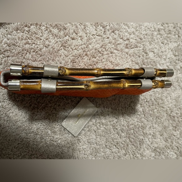 Elaine Turner Beach Grass Bamboo Handles Handbag with Matching Mirror - Picture 10 of 10